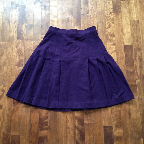 Liz Claiborne - Purple Pleated Skirt (Wool Blend) - Picture 1 of 13